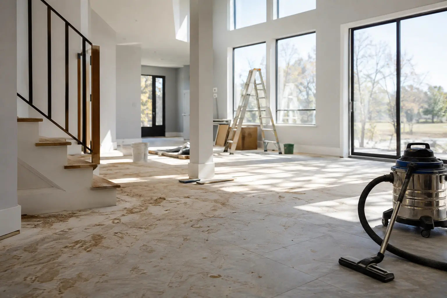 Bright open interior of a Mat-Su home part-way through renovation